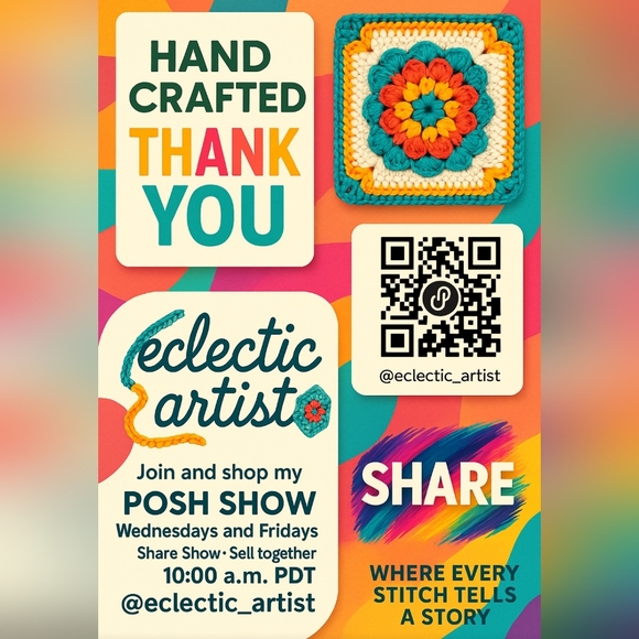 Notification Live Show Hand Crafted Upcycled Art Handmade Crochet Hablo Español - Picture 4 of 17